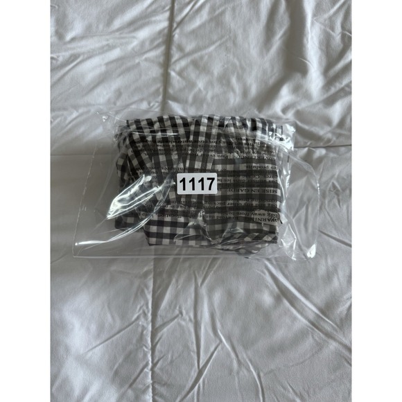 Madewell Flutter Sleeve Side Tie Wrap Top Plaid Checkered Black Size XS Cotton - Picture 10 of 10